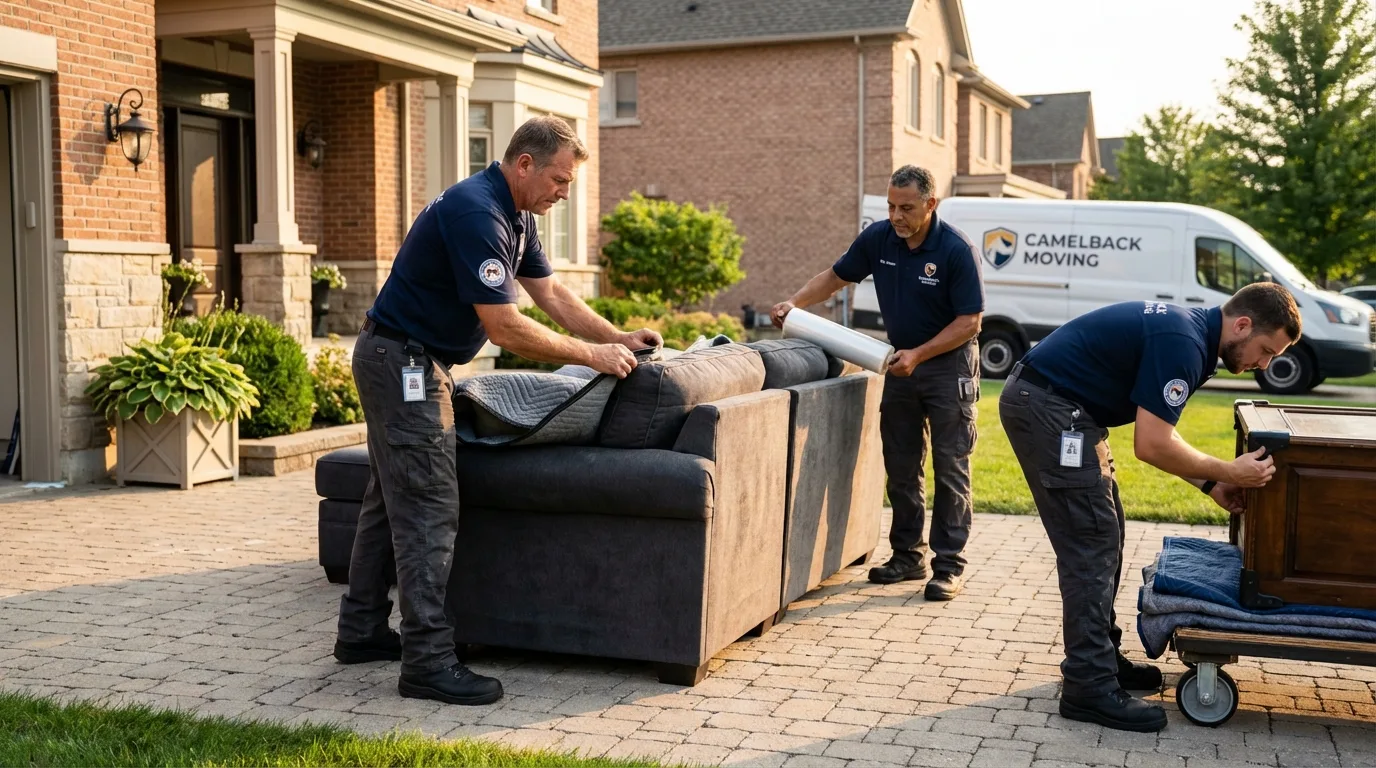 Large estate moving crew wrapping furniture in Catoosa, OK