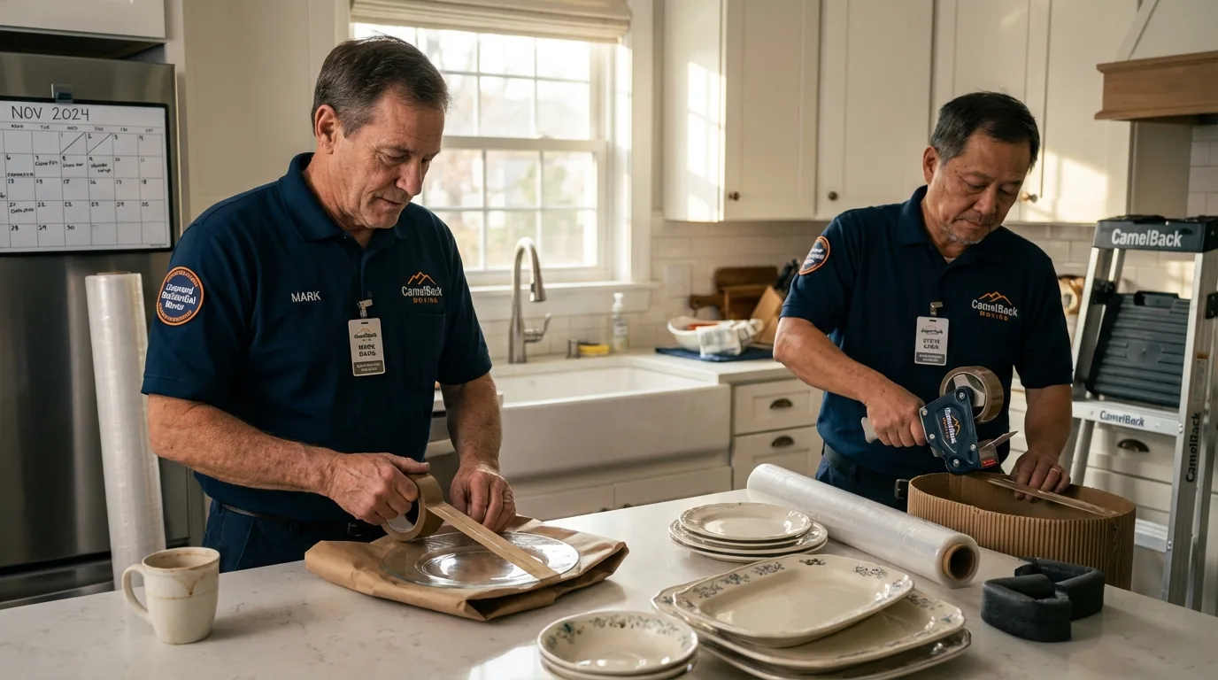 Professional crew packing kitchen dishware in Catoosa, OK
